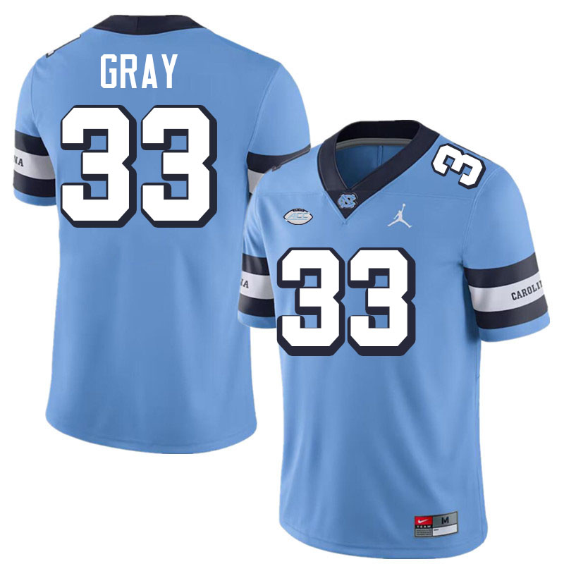 Cedric Gray UNC Jerseys,North Carolina Tar Heels #33 Cedric Gray Football Jerseys-Throwback Blue